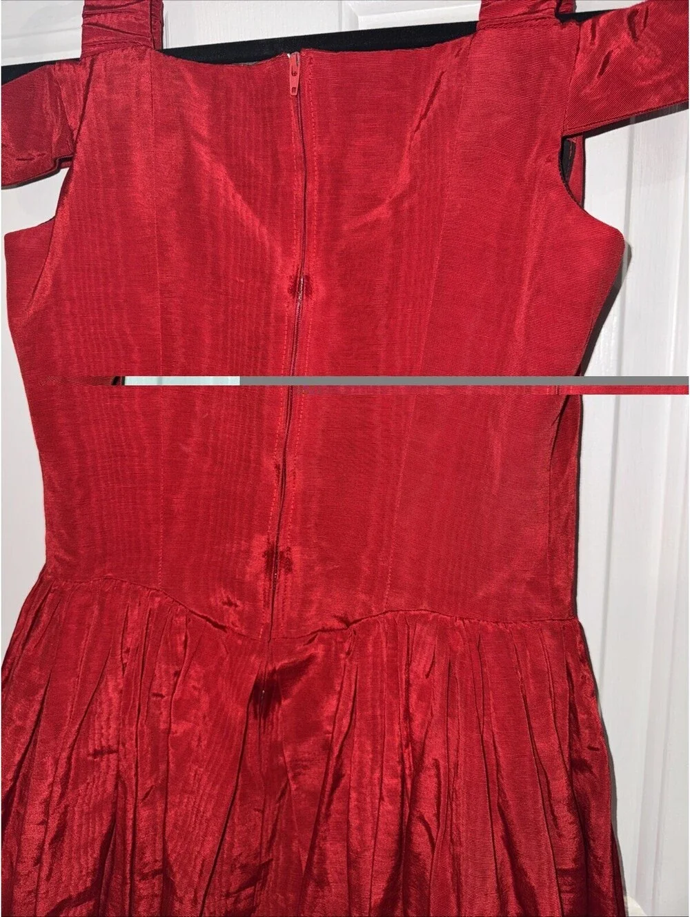Maria Casero Vintage Girl Dress Size 12 Preteen Red Moire fabric